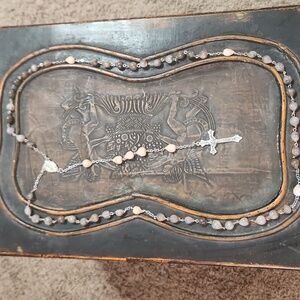 Handmade Rosary Necklace Crafted With Real Jobs Tears ♡ Silver Toned, 22 Inches